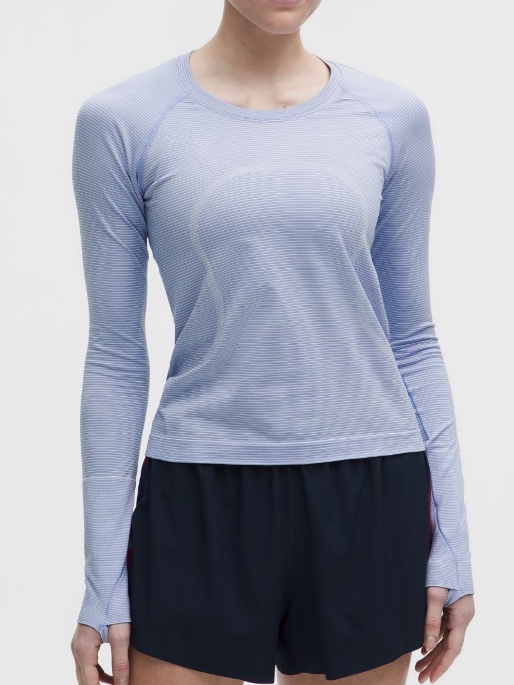 lululemon Swiftly waist/hip length Blue Long-Sleeve Performance Tee